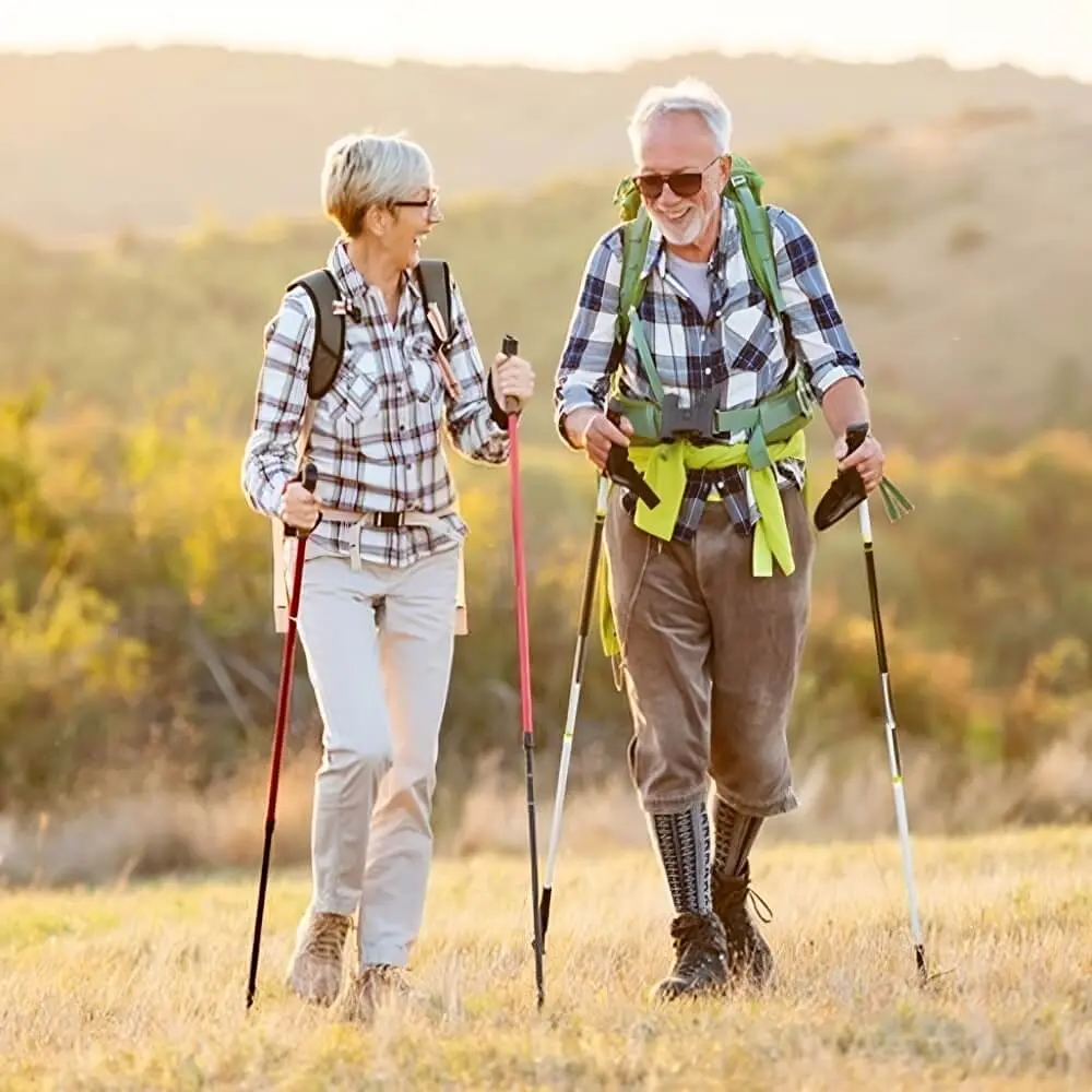 A couple enjoying a walk outdoors